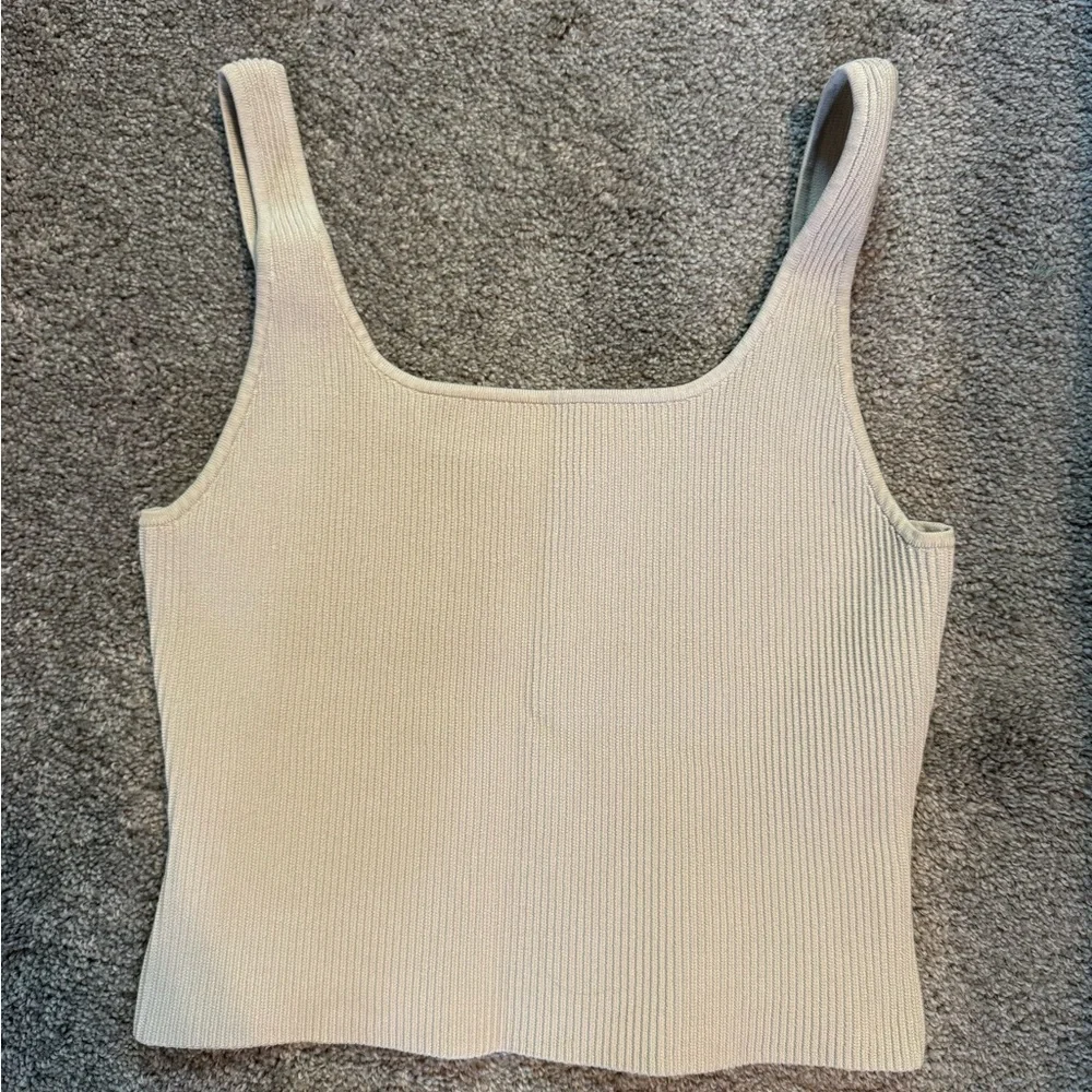 Babaton Cream Ribbed Tank Top - Picture 1 of 3